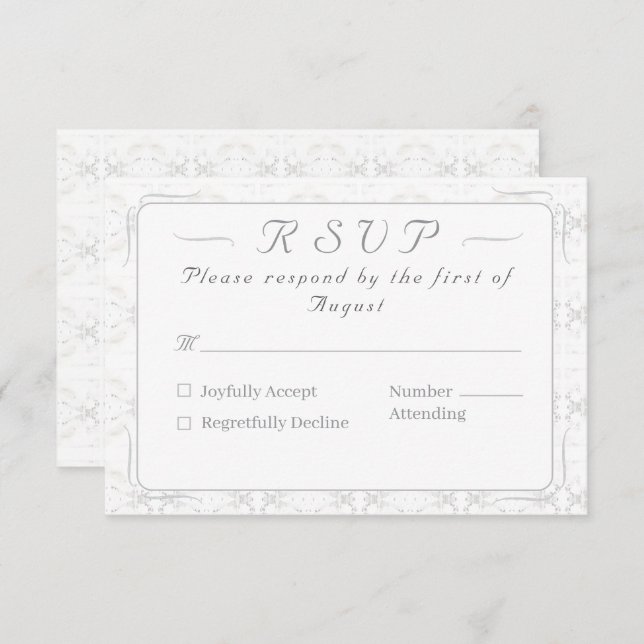 Cartão RSVP Casamento Católico Vintage White Lace (Frente/Verso)