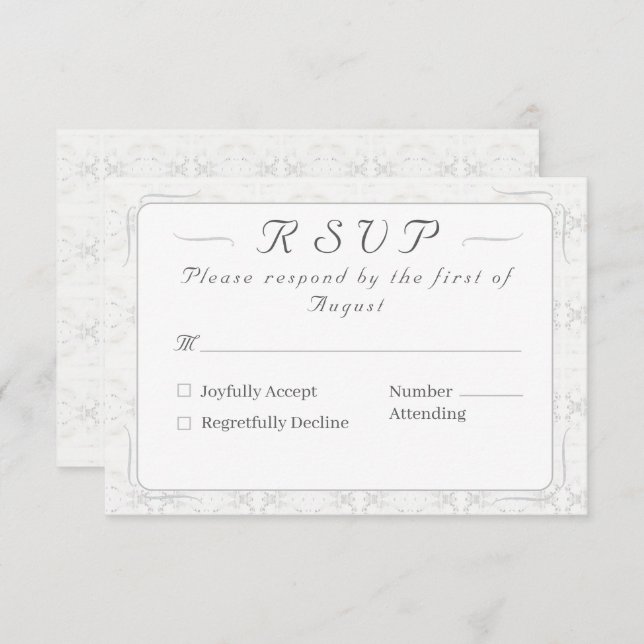 Cartão RSVP Casamento Católico Vintage White Lace (Frente/Verso)