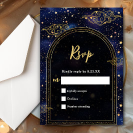 Cartão RSVP Casamento celeste místico elegante