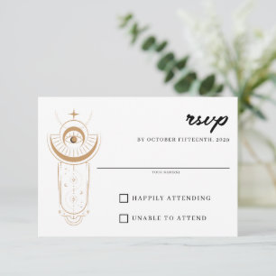 Cartão RSVP Casamento Celestial Delicado