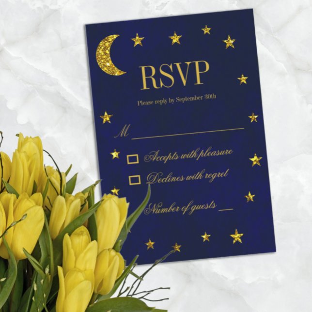 Cartão RSVP Casamento Celestial Noite Sky (Criador carregado)