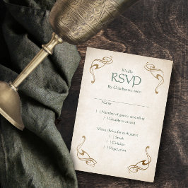 Cartão RSVP Casamento Celta Medieval Fantástico