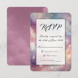 Cartão RSVP Casamento Céu Estelar Poeira Estelar Reluzente