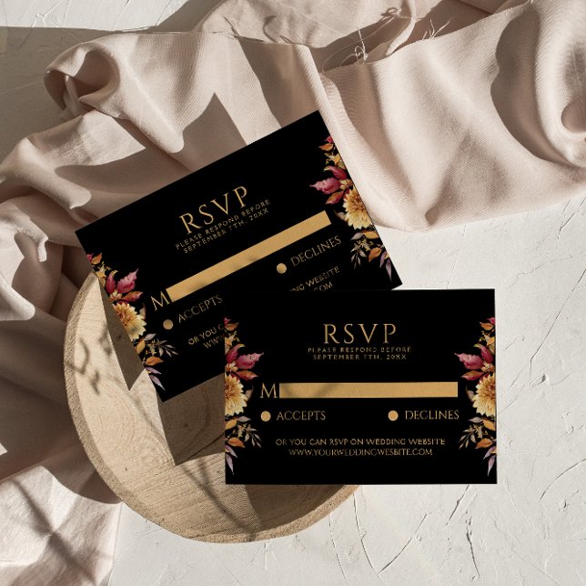 Cartão RSVP Casamento Chic Boho Floral de Terracotta de Queda  (Criador carregado)