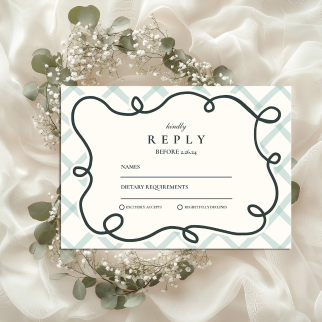 Cartão RSVP Casamento Chic Costeiro (Criador carregado)