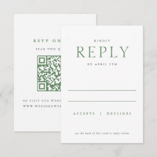 Cartão RSVP Casamento Chic Elegante Minimalista Tipo Sage e Br