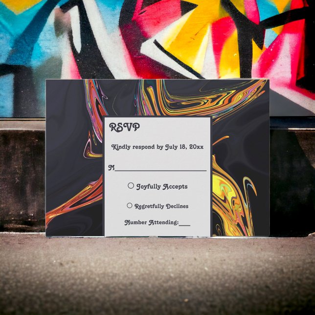 Cartão RSVP Casamento Chic Mínimo Elegante Artsy Abstrato (Criador carregado)