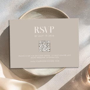 Cartão RSVP Casamento Chic Moderno Minimalista Taupe