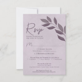 Cartão RSVP Casamento Chic Moderno Roxo Púrpura e Assassizado