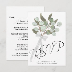 Cartão RSVP Casamento Chic Rustic Eucalyptus & Greenery Buquê