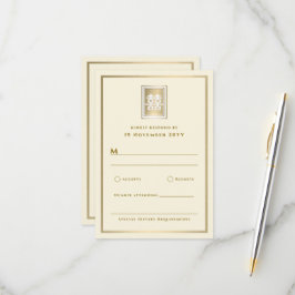 Cartão RSVP Casamento Chinês Elegante de Felicidade Dupla Dour
