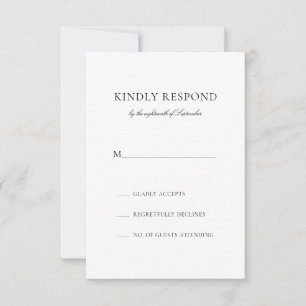 Cartão RSVP Casamento Clássico Caroline Simples Preto Caligraf