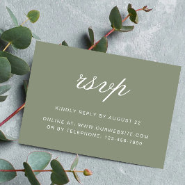 Cartão RSVP Casamento Clássico com Letra Dusty Green