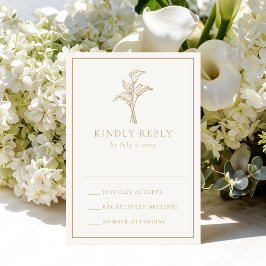 Cartão RSVP Casamento Clássico com Lírio Calla Dourado
