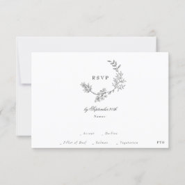 Cartão RSVP casamento clássico com o monograma de ouro QR CODE