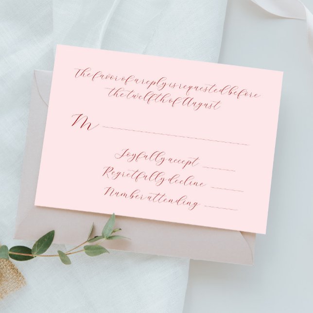 Cartão RSVP Casamento clássico com script de caligrafia elegan (Criador carregado)