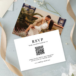 Cartão RSVP Casamento Clássico com Tipografia Minimalista e Có