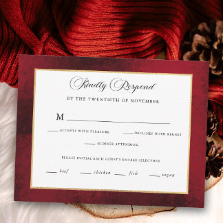 Cartão RSVP Casamento Clássico de Crest Floral Monograma