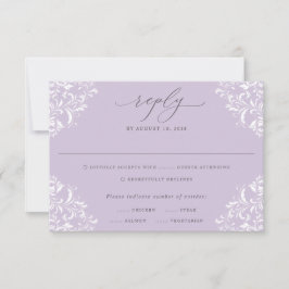 Cartão RSVP Casamento Clássico de Lilac Vintage, Lavanda Elega