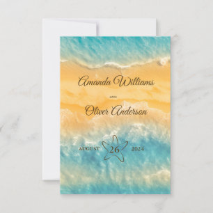 Cartão RSVP Casamento Clássico de Ouro Chic Turquoise Costeira