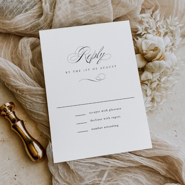 Cartão RSVP Casamento Clássico de Script Moderno Elegante (Criador carregado)