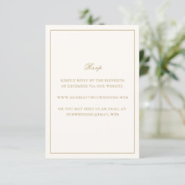 Cartão RSVP Casamento Clássico e Atemporal Fronteira Marfim e 