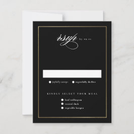 Cartão RSVP Casamento Clássico Elegante Dourado