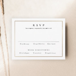 Cartão RSVP Casamento Clássico Elegante Dourado