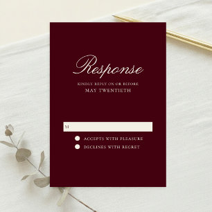 Cartão RSVP Casamento Clássico Elegante em Borgonha