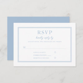 Cartão RSVP Casamento Clássico Elegante Pó Azul Script