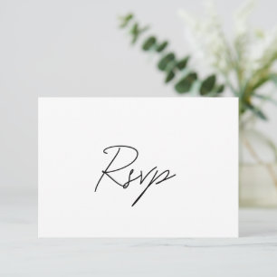 Cartão RSVP Casamento Clássico Elegante Preto e Branco