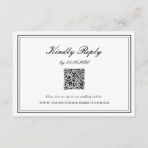 Casamento Clássico Elegante Preto e Branco QR