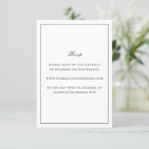 Cartão RSVP Casamento Clássico Fronteira Preto e Branco Atempo