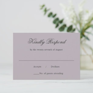 Cartão RSVP Casamento Clássico Limpo Dusty Lilac