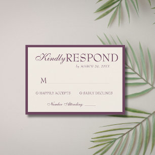 Cartão RSVP Casamento Clássico Luxo Dinheiro Antigo Creme Amei