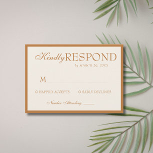 Cartão RSVP Casamento Clássico Luxuoso Copper Cream Old Money