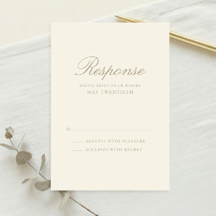 Cartão RSVP Casamento Clássico Marfim Elegante
