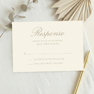 Cartão RSVP Casamento Clássico Marfim Elegante