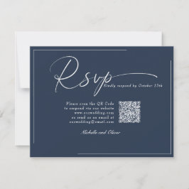 Cartão RSVP Casamento Clássico Moderno de Caligrafia Código QR