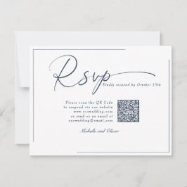 Cartão RSVP Casamento Clássico Moderno de Caligrafia Código QR