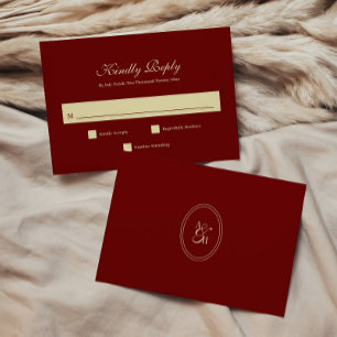 Cartão RSVP Casamento Clássico Monograma em Letra de Forma Ver