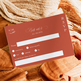 Cartão RSVP Casamento clássico monograma terracotta