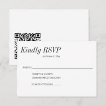 Casamento Clássico Preto Branco Elegante QR Mínimo