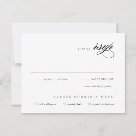 Cartão RSVP Casamento Clássico Preto e Branco Roteiro Elegante
