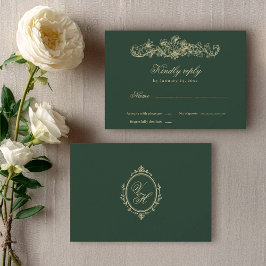 Cartão RSVP Casamento Clássico Romântico Vintage Jardim Regênc