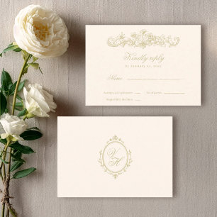 Cartão RSVP Casamento Clássico Romântico Vintage Jardim Regênc