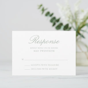 Cartão RSVP Casamento Clássico Verde Sálvia Elegante