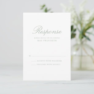 Cartão RSVP Casamento Clássico Verde Sálvia Elegante