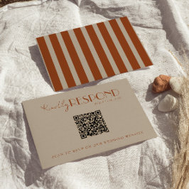 Cartão RSVP Casamento Código QR Boho Old Money Bege Laranja Qu
