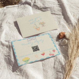 Cartão RSVP Casamento Código QR Desenhado à Mão em Arte Novo R